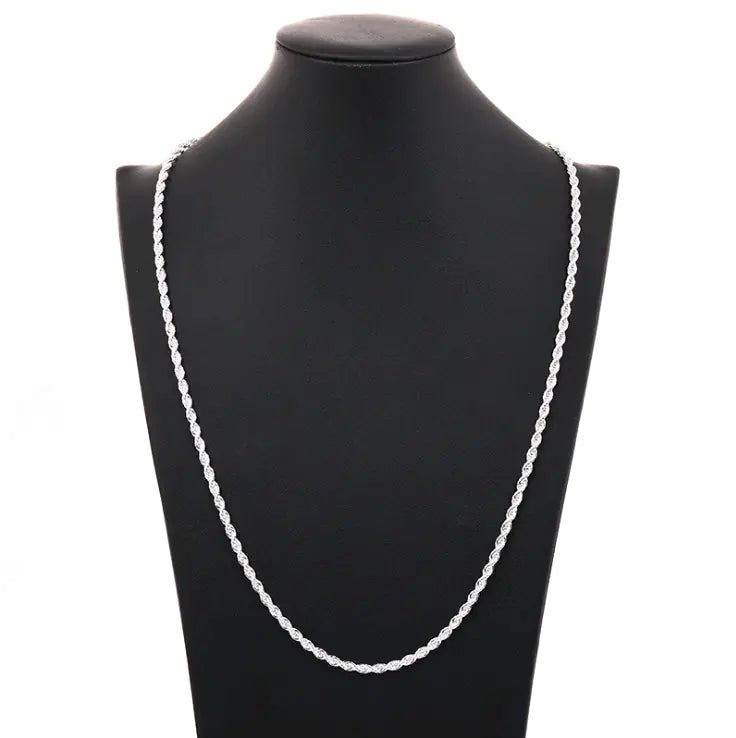 Silver Plated 4MM Twist Chain Necklace