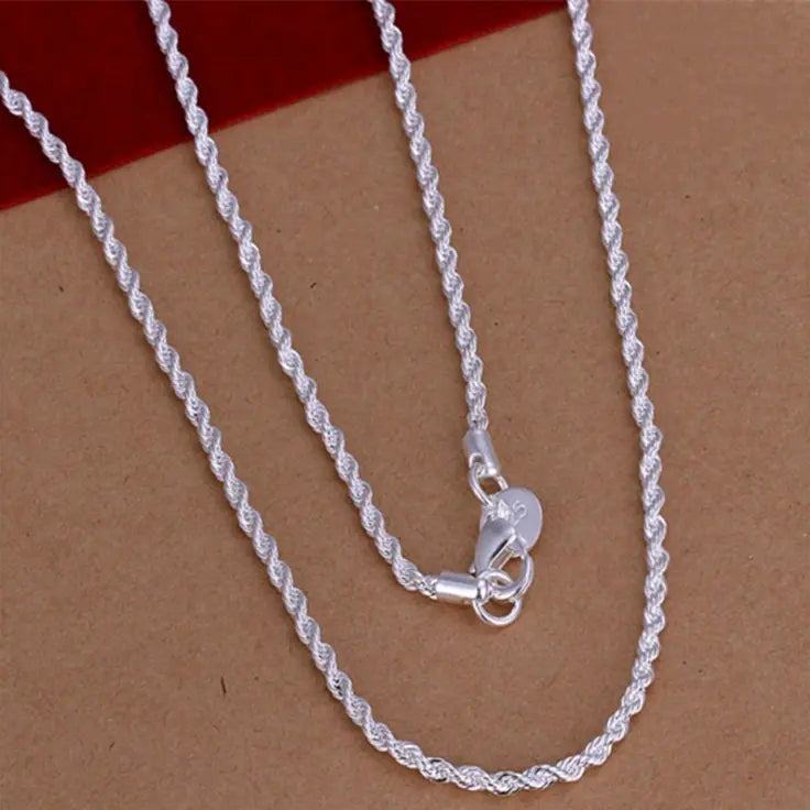Silver Plated 4MM Twist Chain Necklace