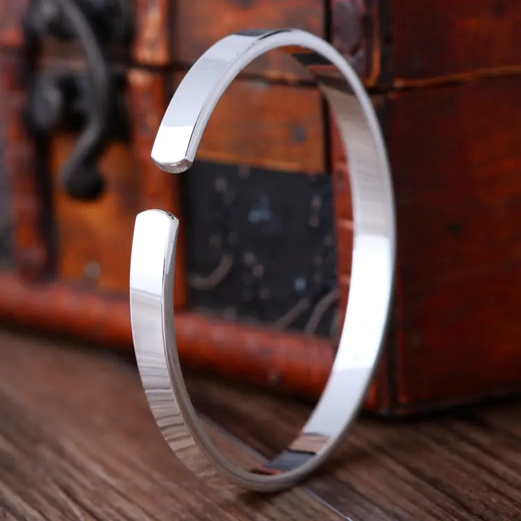 Simple Smooth Sterling Silver Bracelet for Women