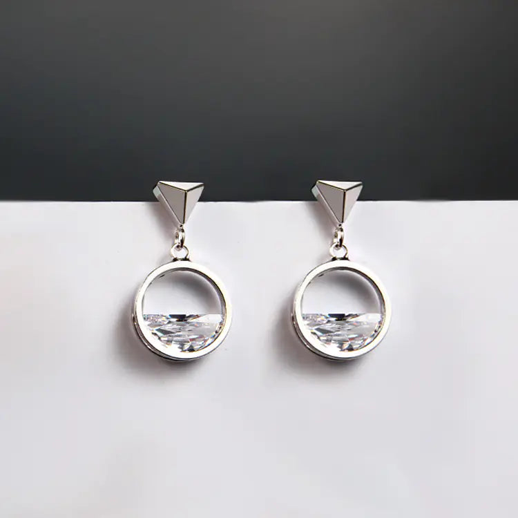 S925 Silver Geometric Asymmetrical Earrings for Women