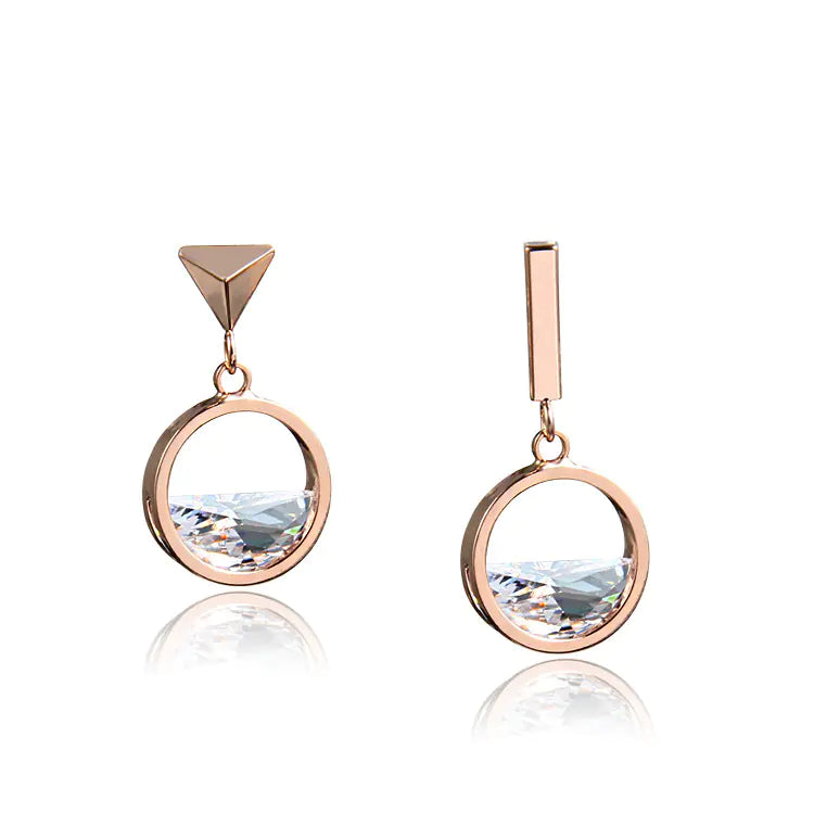 S925 Silver Geometric Asymmetrical Earrings for Women