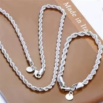 Silver Plated 4MM Twist Chain Necklace